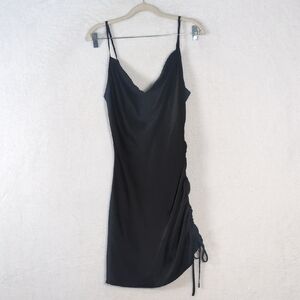 NARIEL Junior's‎ Black Satin Bodycon Sexy Cowl Neck Dress Size S